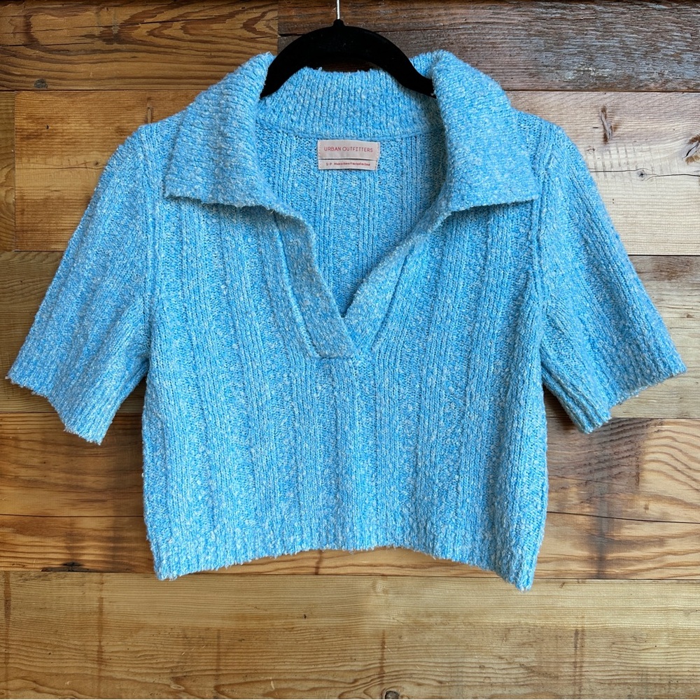 Blue short sleeve knit top #knitwear #croptop #sweater #blue #small